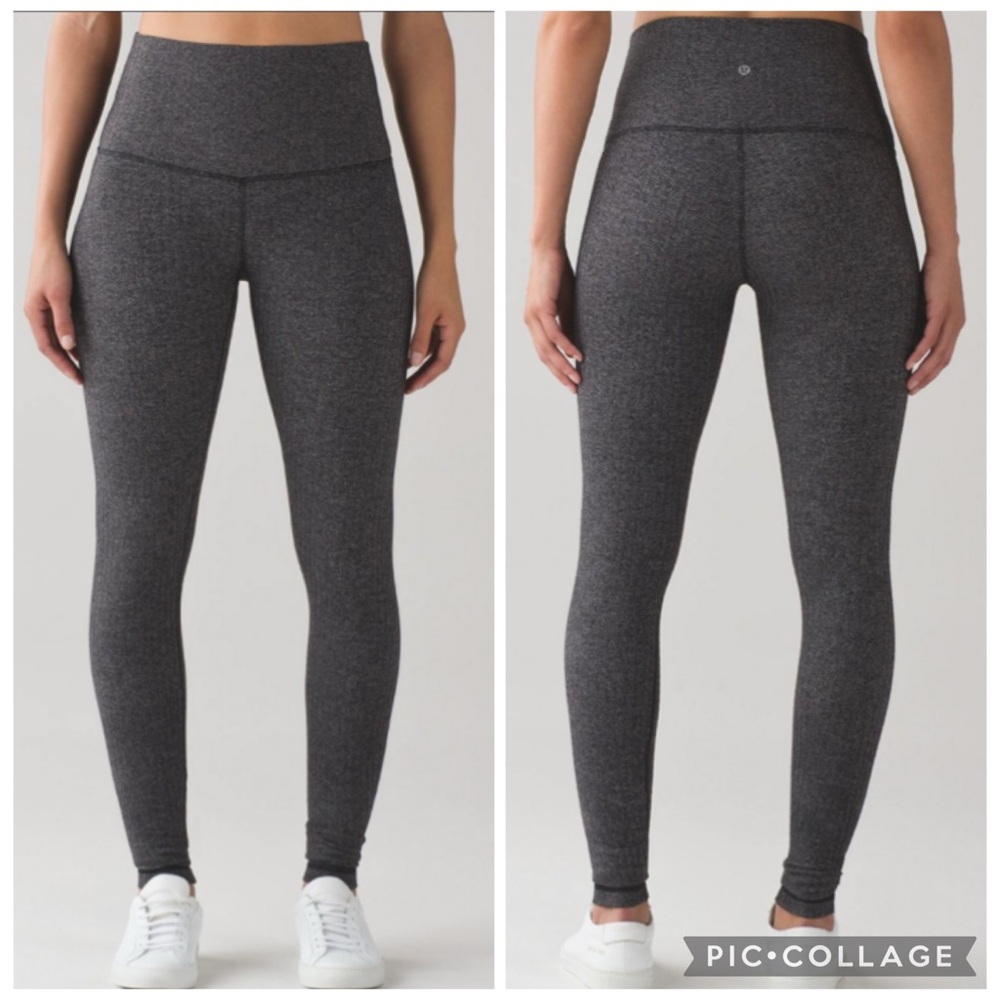 Lululemon Wunder Under Pant (Hi-Rise)Heathered Herringbone Heathered Black Sz 6